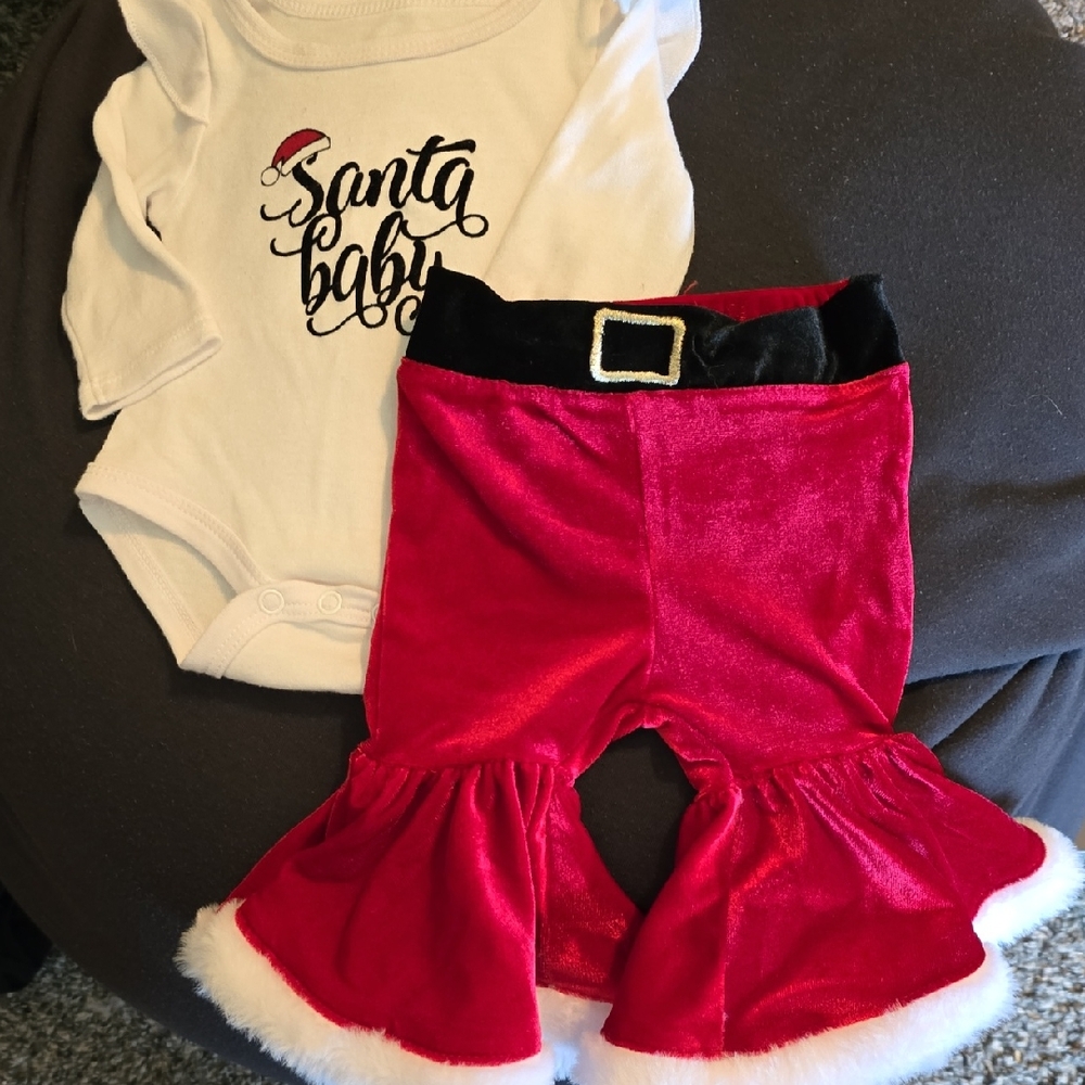 Santa Baby Outfit with Red Velvet Pants